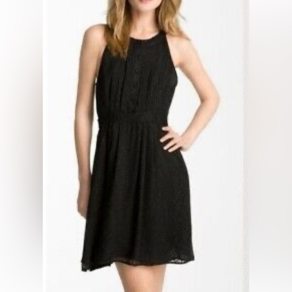 Theory Dresses & Skirts - Theory black silk halter neck patterned side zip slip dress size 4